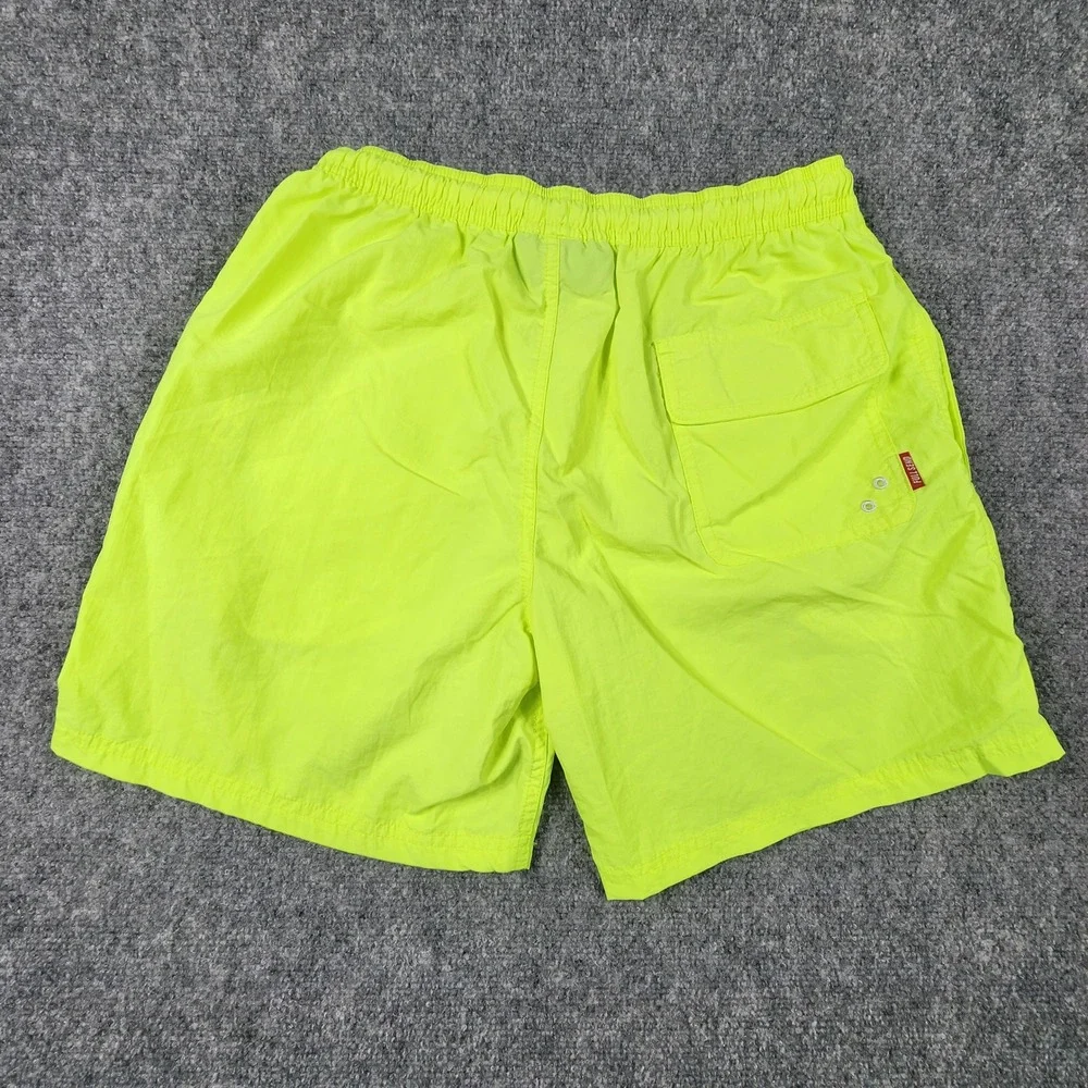 Full Send Mens Neon Yellow Swim Trunks Shorts Size‎ Small Drawstring Logo Patch